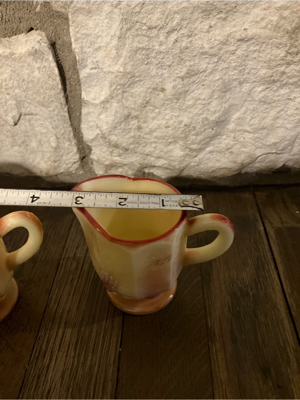 Vintage Kanawha Peach Sunset Swirl Slag Glass Cream & Sugar Set Multi-Toned - Picture 15 of 16